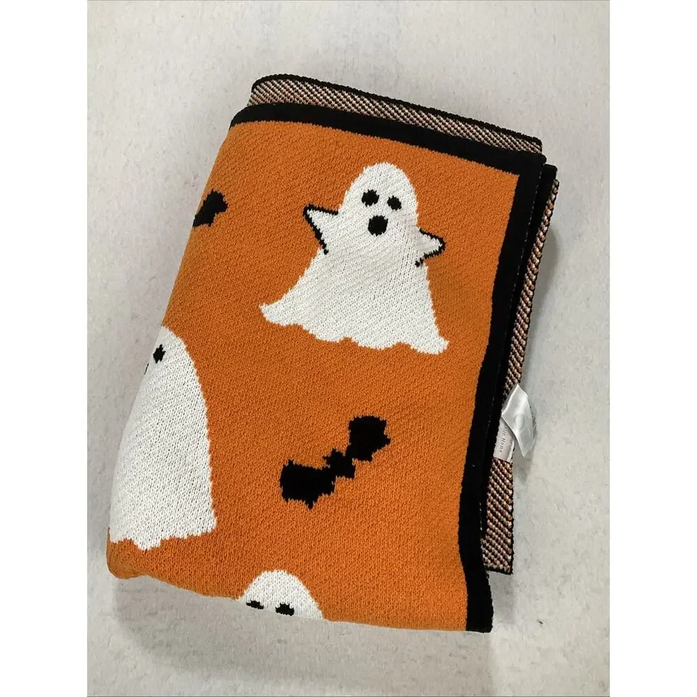 AMELIE HOME Soft Thick Knit Halloween Ghost Bat Blanket Throw Blanket 50